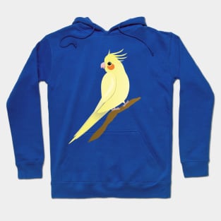 A yellow cockatiel perched on a branch Hoodie